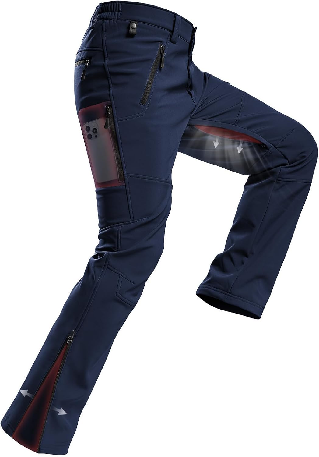 Moosehill Mens Snow Ski Pants Water Resistant Fleece Lined Warm