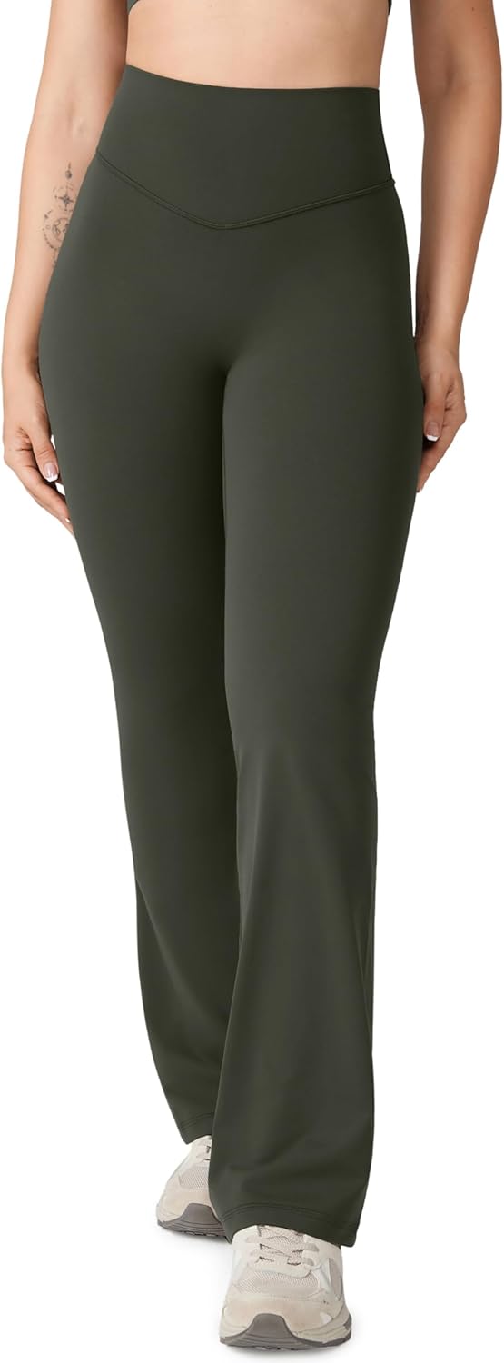 Hugcurve No Front Seam High Waisted Flare Leggings for Women
