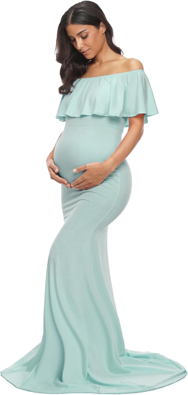 Elegant Off Shoulder Maternity Dress for Stunning Photoshoots