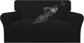 Black Loveseat Waterproof Sofa Cover - Stretch Jacquard Slipcover