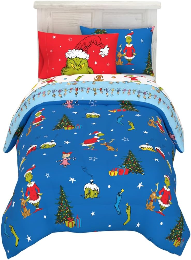 Franco Grinch Holiday Bedding Set for Twin Size Beds