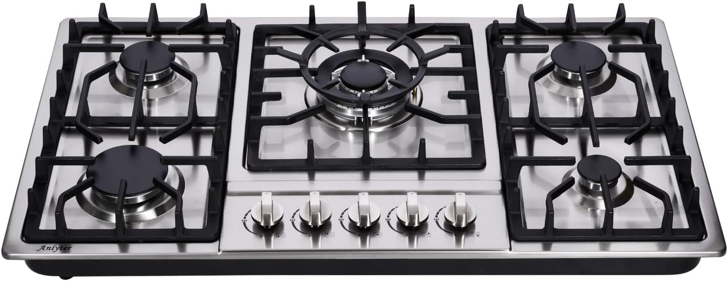 34 Inch Gas Cooktop with 5 Burners for Versatile Cooking Needs