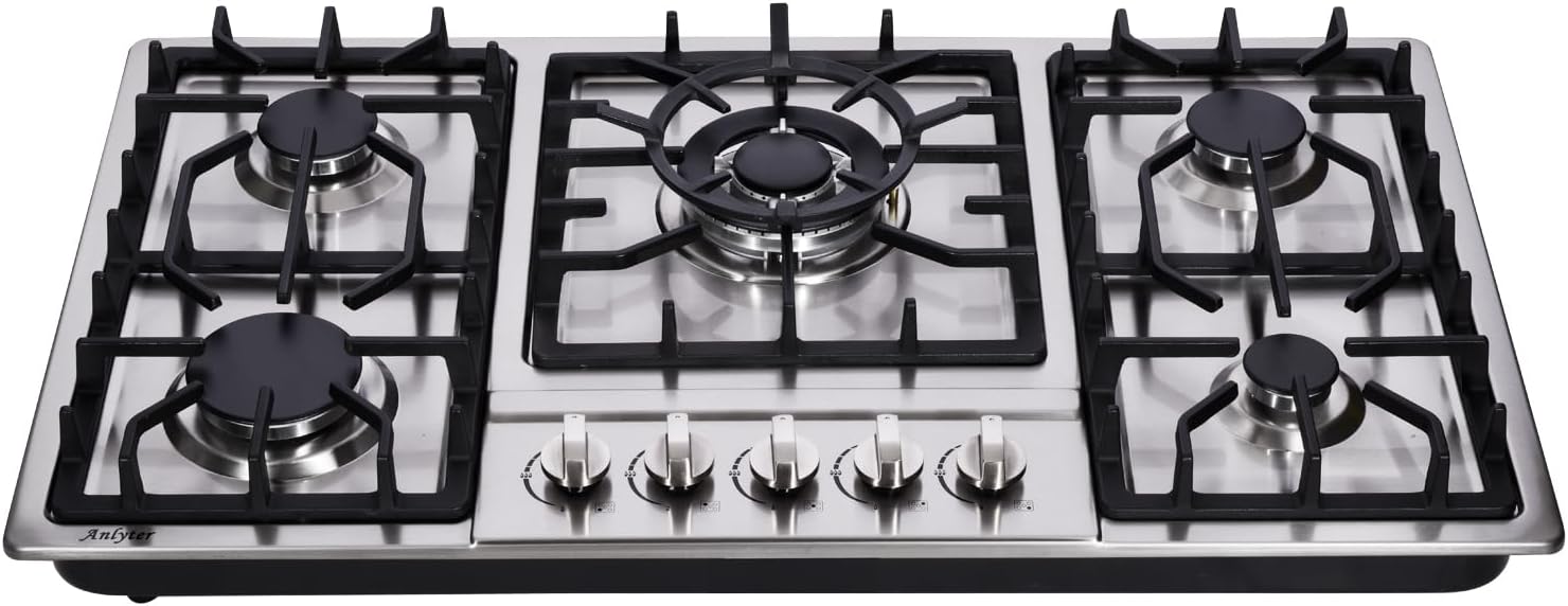34 Inch Gas Cooktop with 5 Burners for Versatile Cooking Needs