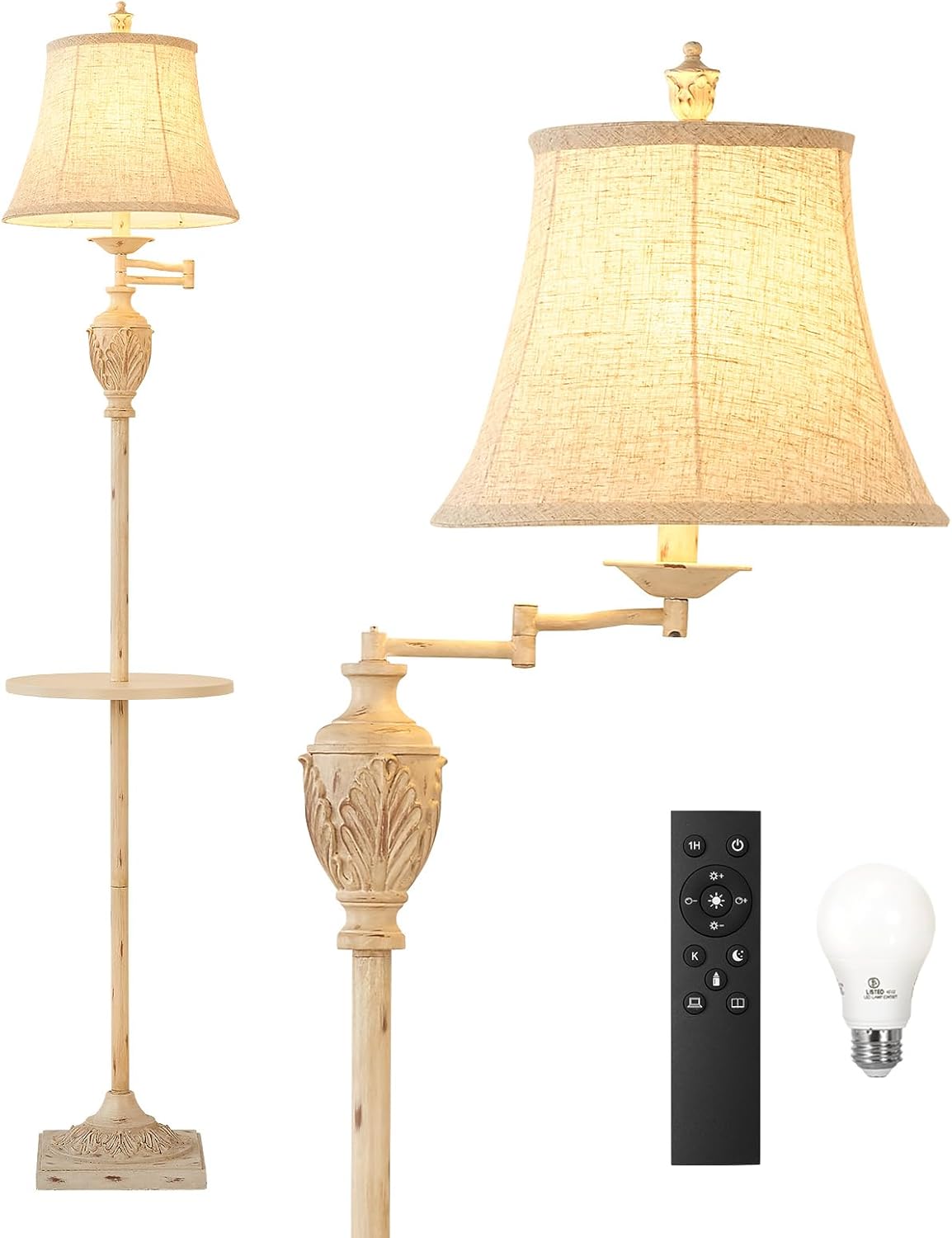 Traditional LED Floor Lamp with Adjustable Swing Arm Design