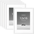 12x16 inch Picture Frame with 8.5x11 Removable Mat - Clean White Pack