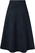 Kate Kasin 2025 Women's Suede Midi Skirt - High Waist A-Line