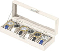 Watch Display Case For Men Leather Organizer Box - Beige Velvet 6