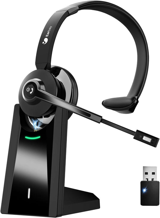 28hrs Talktime Trucker Bluetooth Headset by Earbay - Noise Cancelling Mic!