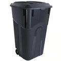 32 Gallon Wheeled Heavy Duty Plastic Garbage Can with Attached Lid