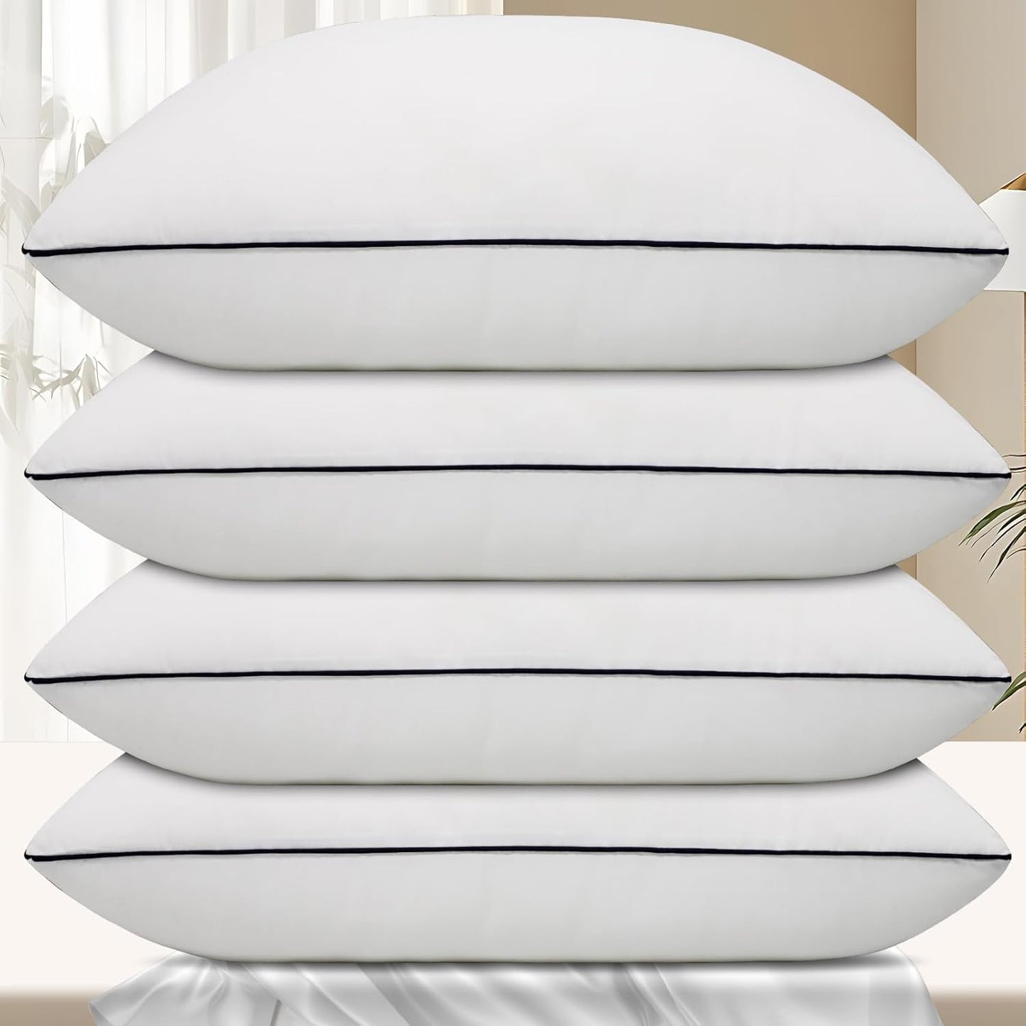 Hotel Collection Bed Pillows for Sleeping - 4 Pack Queen Size