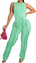 Women Sexy Two Piece Outfits Fringe Pants Set - Flattering Night Out
