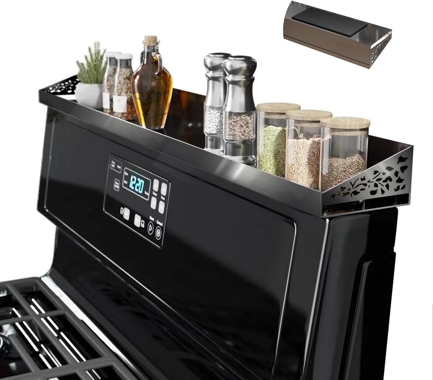 30 Magnetic Stove Top Shelf for Spice Rack and Seasoning Organizer