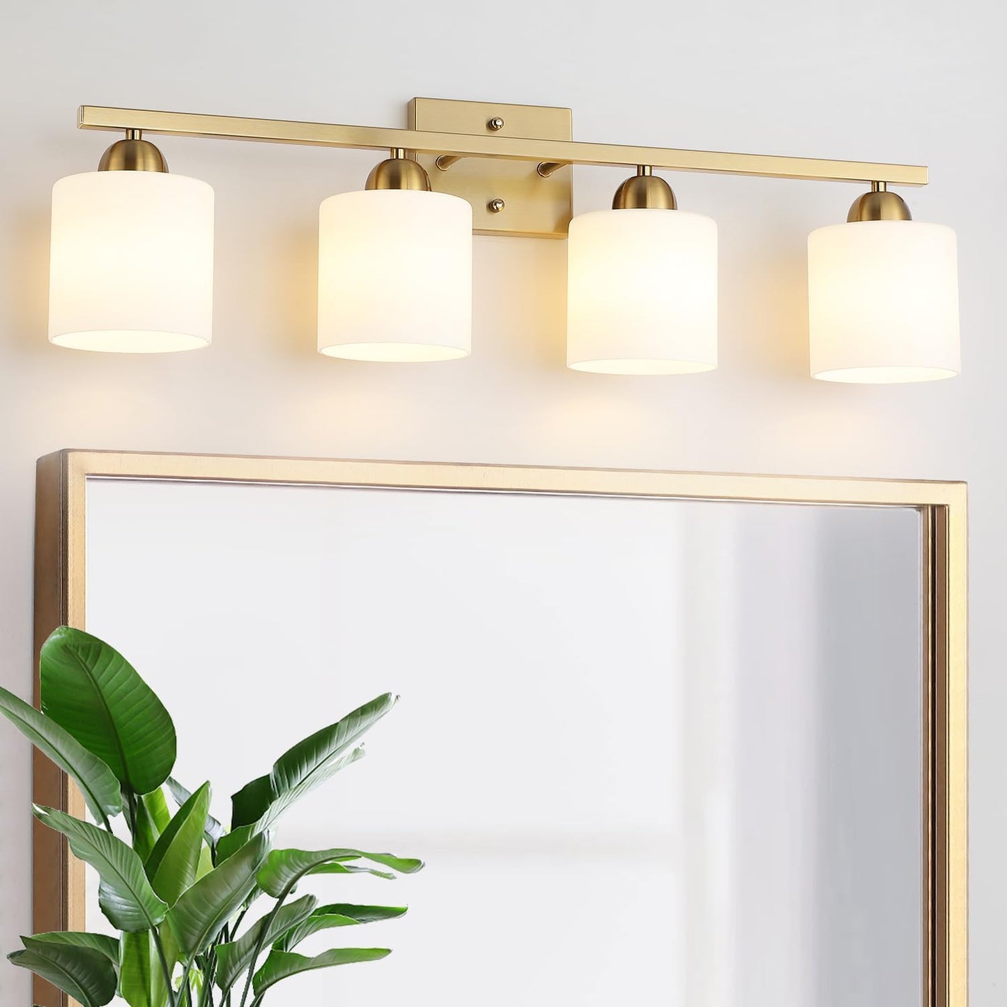 Stainless Steel Milk Glass Vanity Lights for Modern Bathrooms