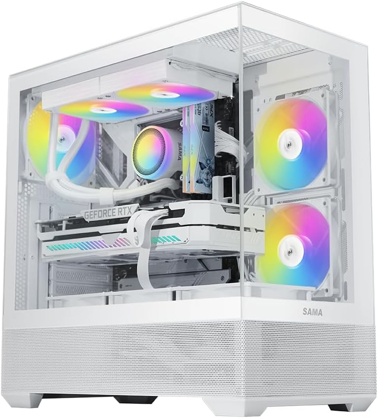 SAMA V40 Mid Tower ATX Case with 6 ARGB PWM Fans and Glass