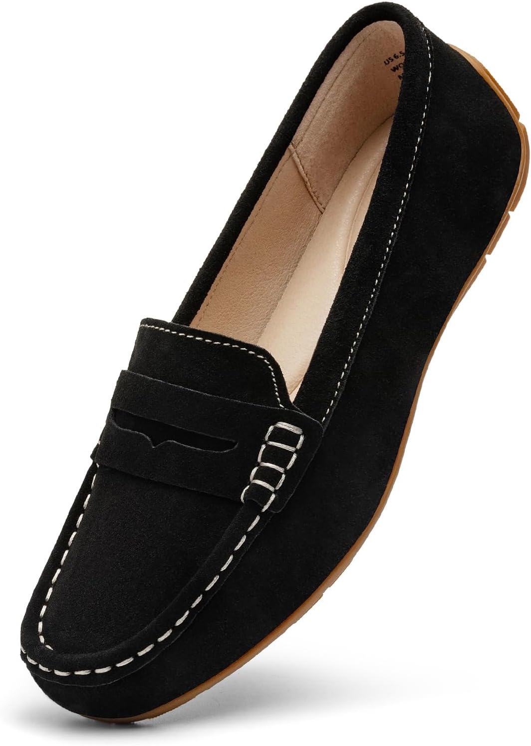 Women's Comfortable Lightweight Suede Leather Penny Loafers Slip-Ons