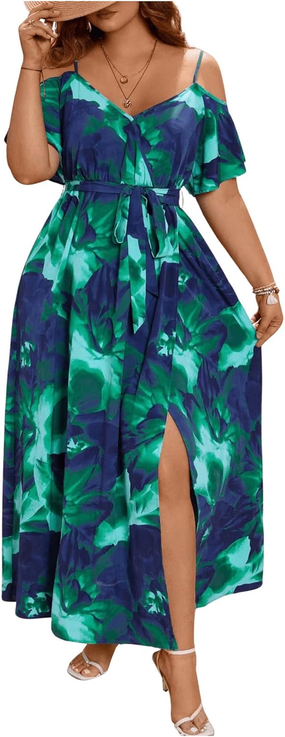 Floerns Women's Plus Size Cold Shoulder Maxi Long Dress Review