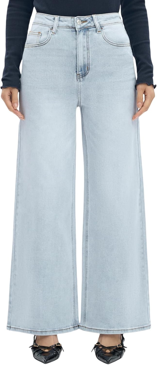 ONESO Wide Leg Jeans for Women High Waisted Stretchy Baggy Fit