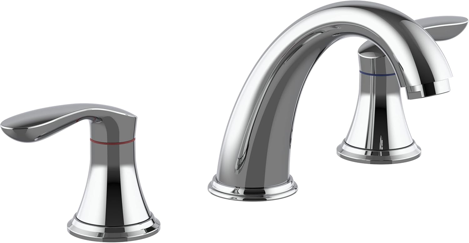 Widespread Chrome Bathroom Faucet with Stainless Steel Drain