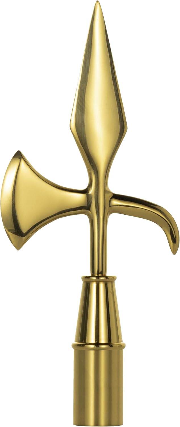 Gold Brass Battle Axe Flagpole Topper for Indoor Displays