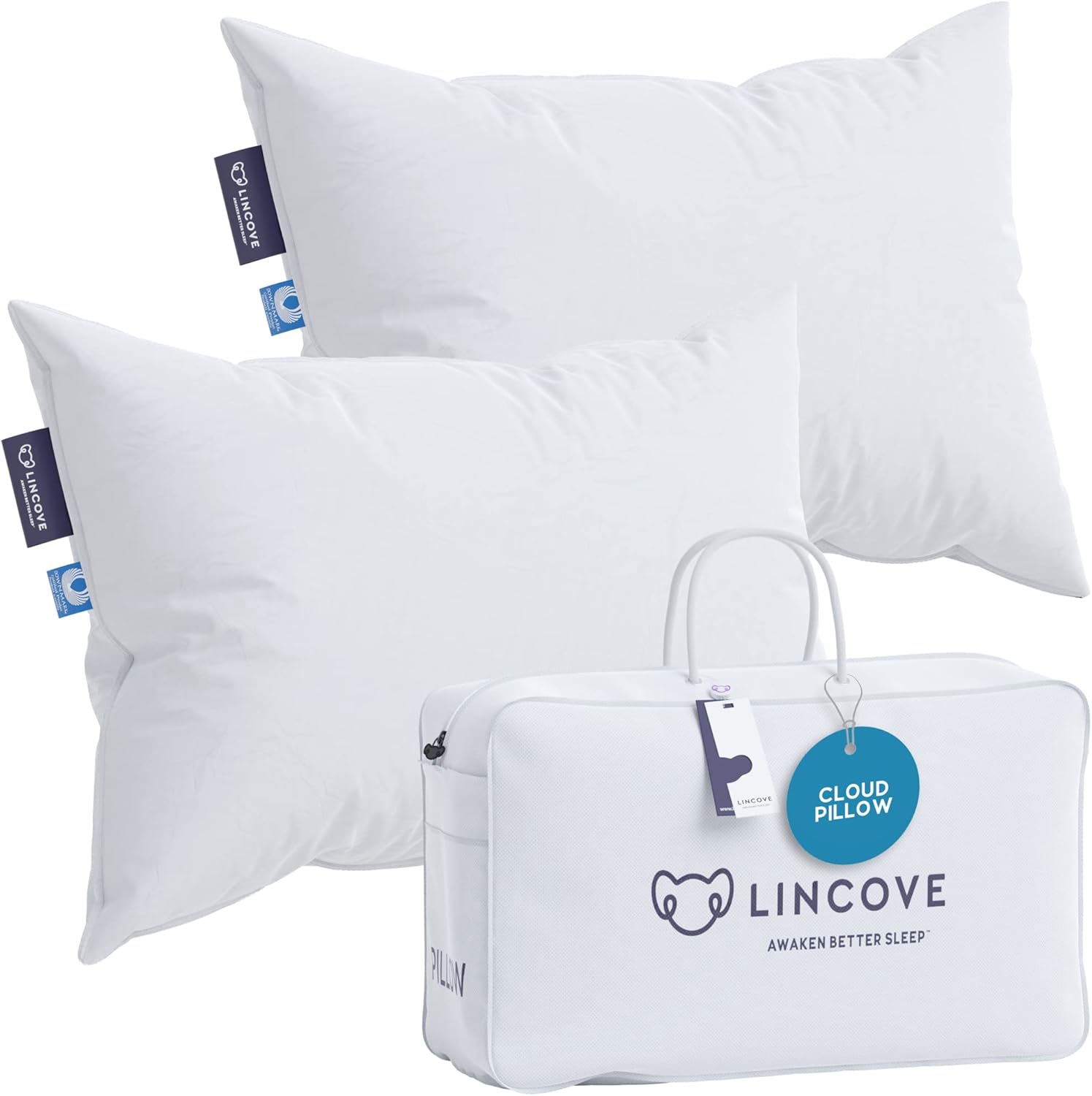 Lincove Cloud Natural Canadian Down Pillow for Luxurious Sleep