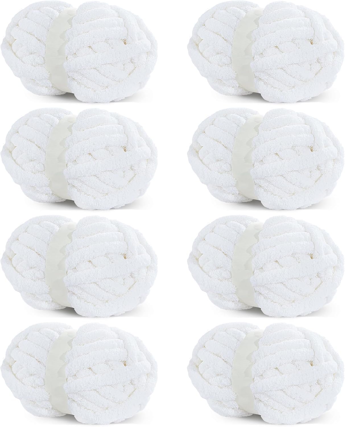 HOMBYS Pure White Chunky Chenille Yarn for Cozy Knitting Projects