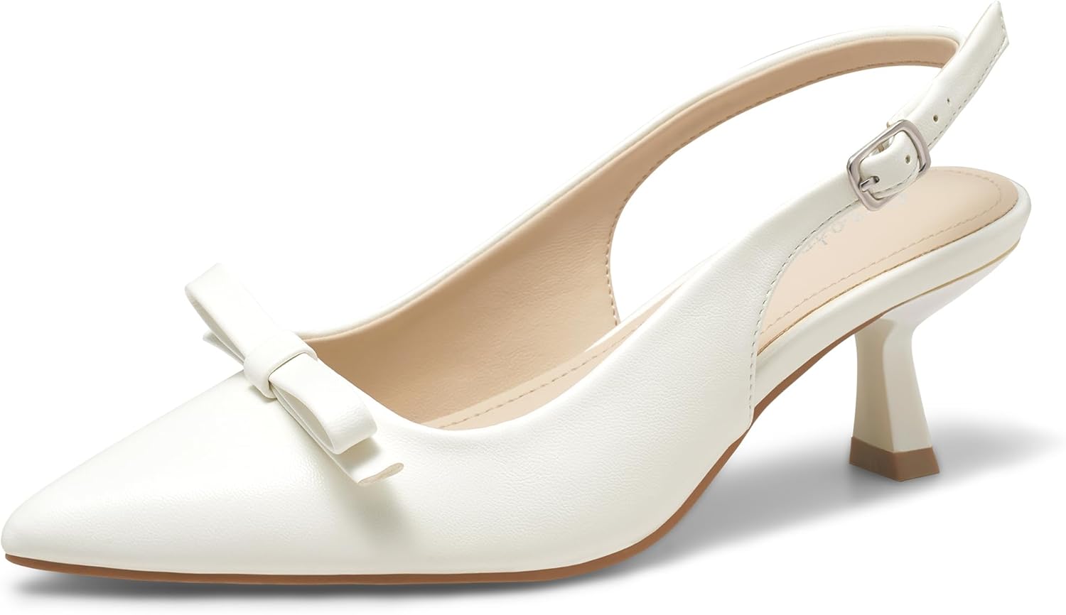 Greatonu Women's Kitten Heels Pointed Toe Slingback Dress Pumps