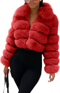 Faux Fur Cropped Jacket Puffer - Warm, Fluffy Winter Coat