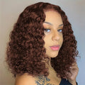 10 in Chocolate Brown Curly Bob Wig 13x4 HD Lace - Deep Curly