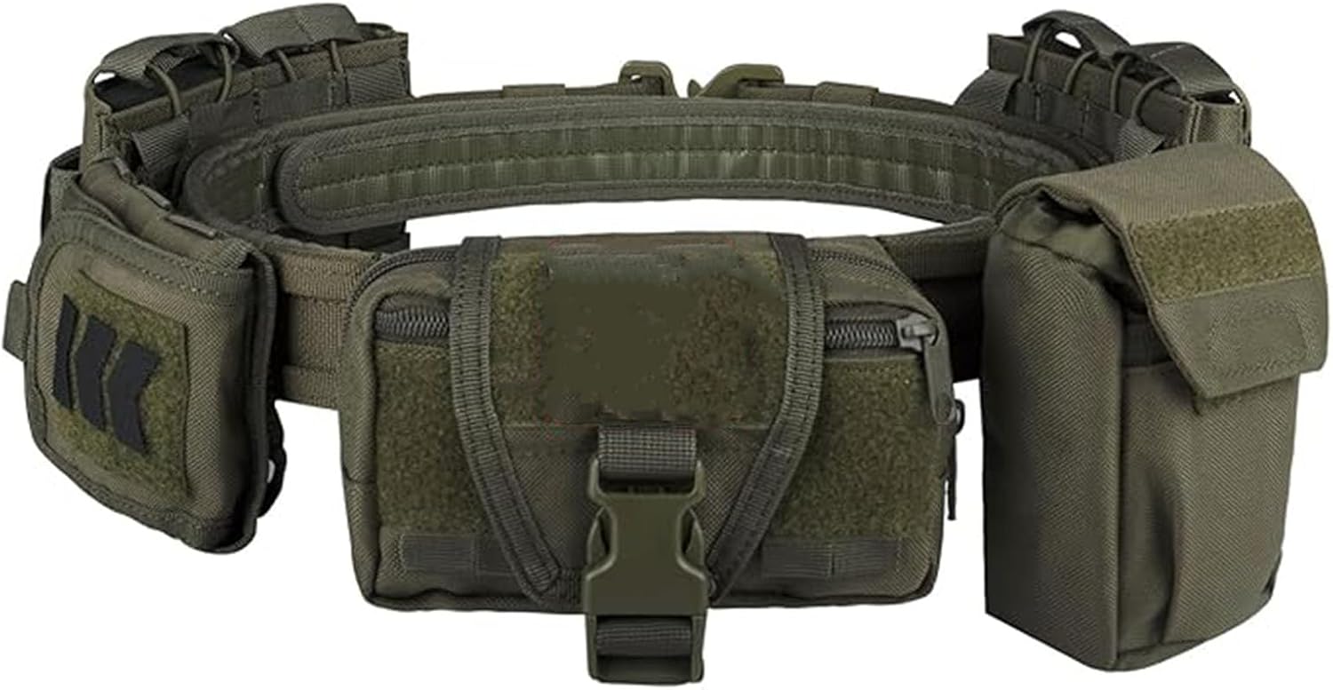 Tactical Battle Belt with Quick Release & 7 in 1 Accessory Pouches