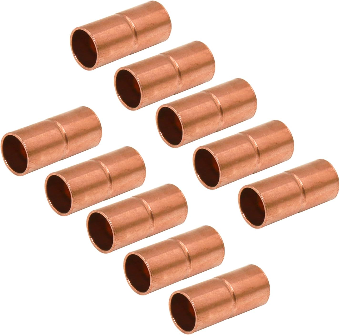Copper HVAC Fittings, 1/2 Inch ID, Welding Joints - Pack of 10