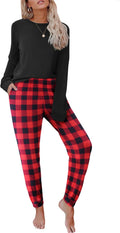 Ekouaer Plaid Pajama Set for Women - Cozy Two-Piece Gingham PJs