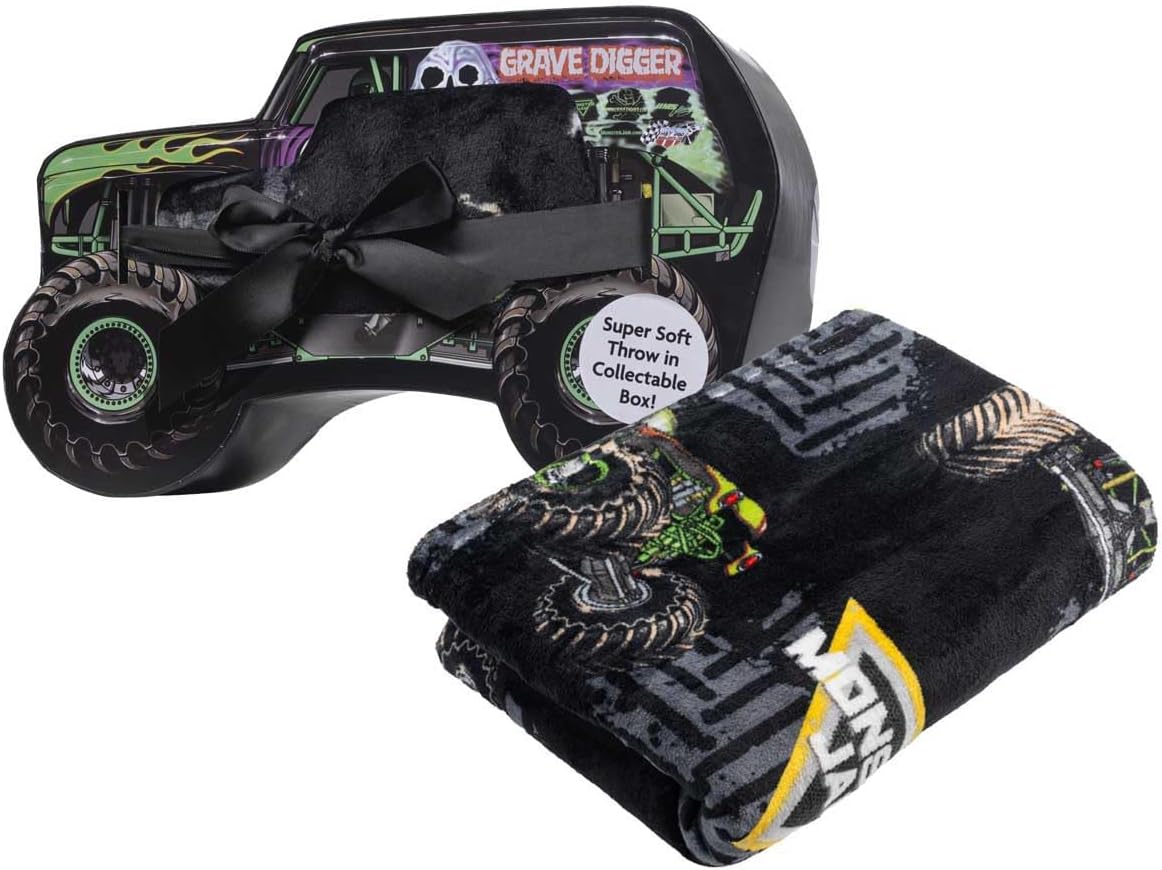Monster Jam Throw Blanket - Super Soft 46 x 60 Inches Gift Box