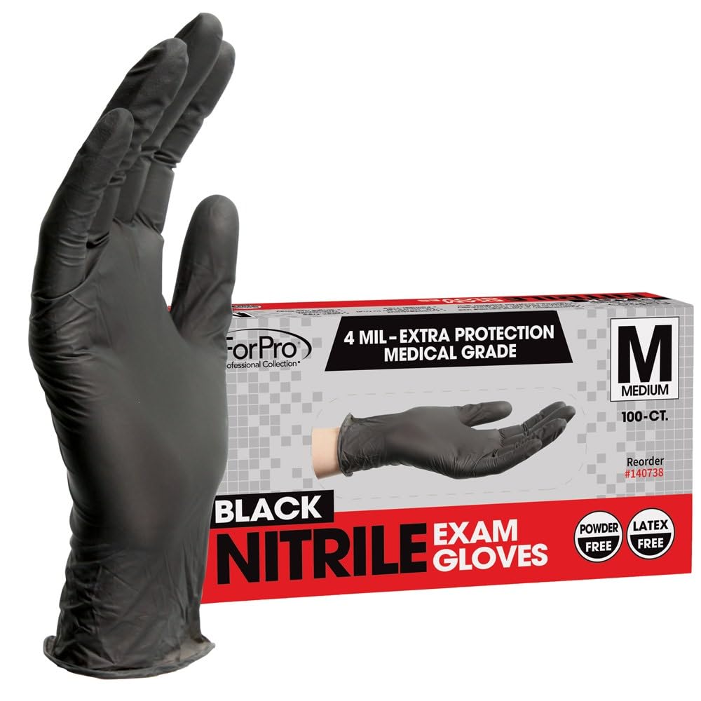 Premium Black Nitrile Gloves - 4 Mil Protection
