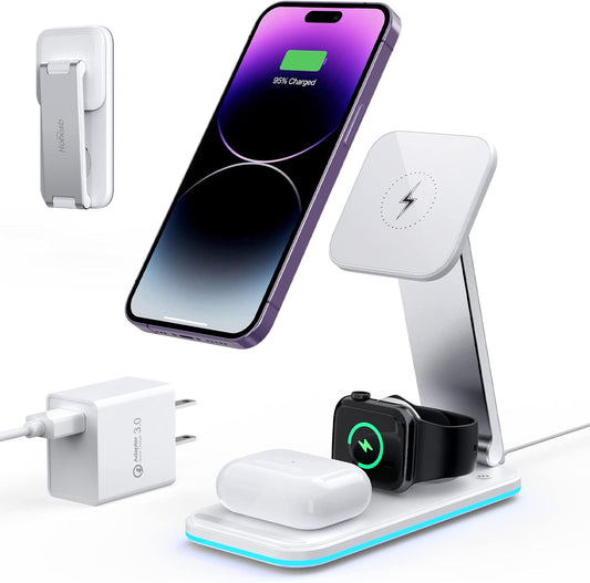 3-in-1 Magnetic Wireless Charger Stand - Fast Charging