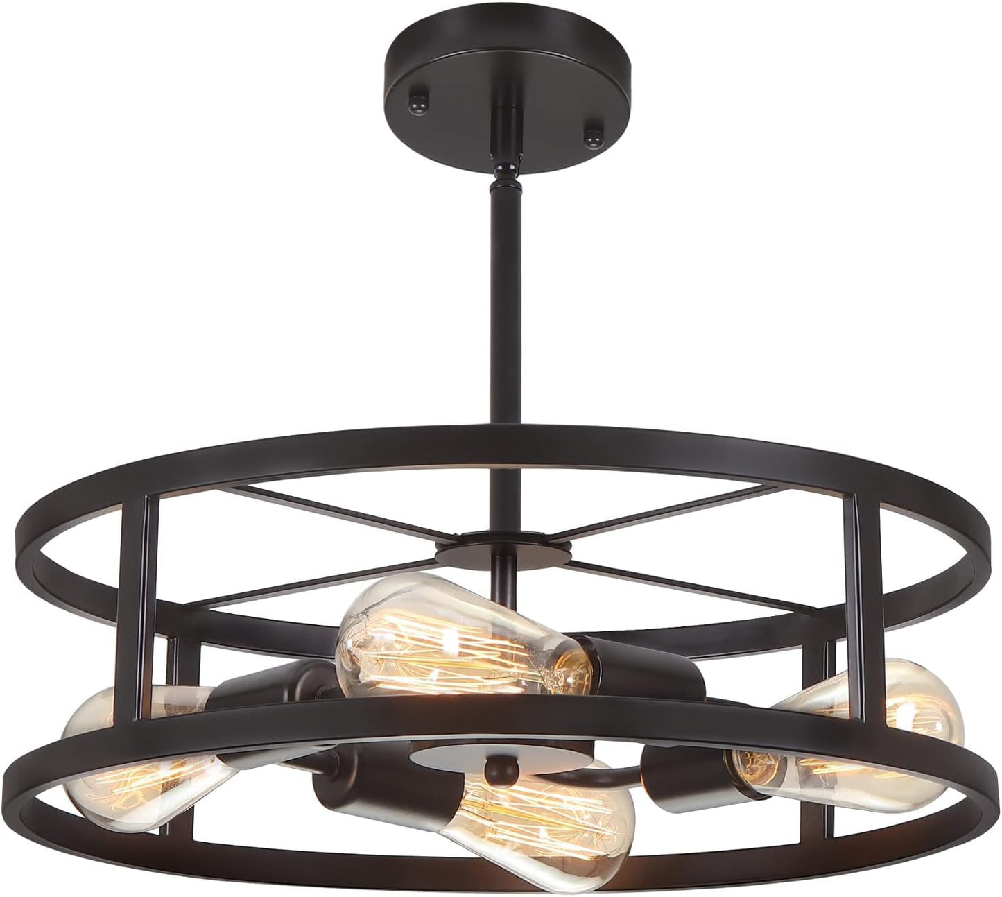 Black Semi Flush Mount Ceiling Light for Industrial Style Homes