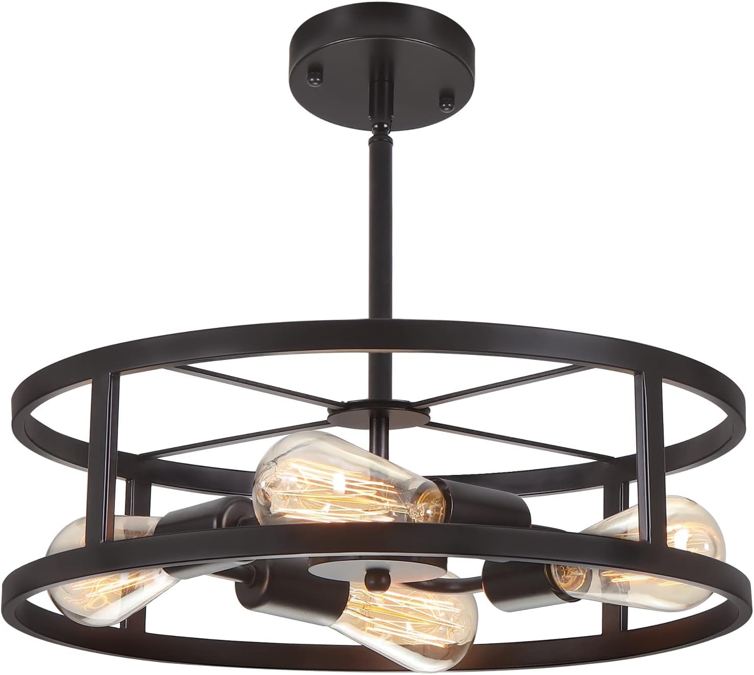 Black Semi Flush Mount Ceiling Light for Industrial Style Homes