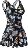 Women's Plus-Size Flower Printing Shaping Body One Piece Swim Dress