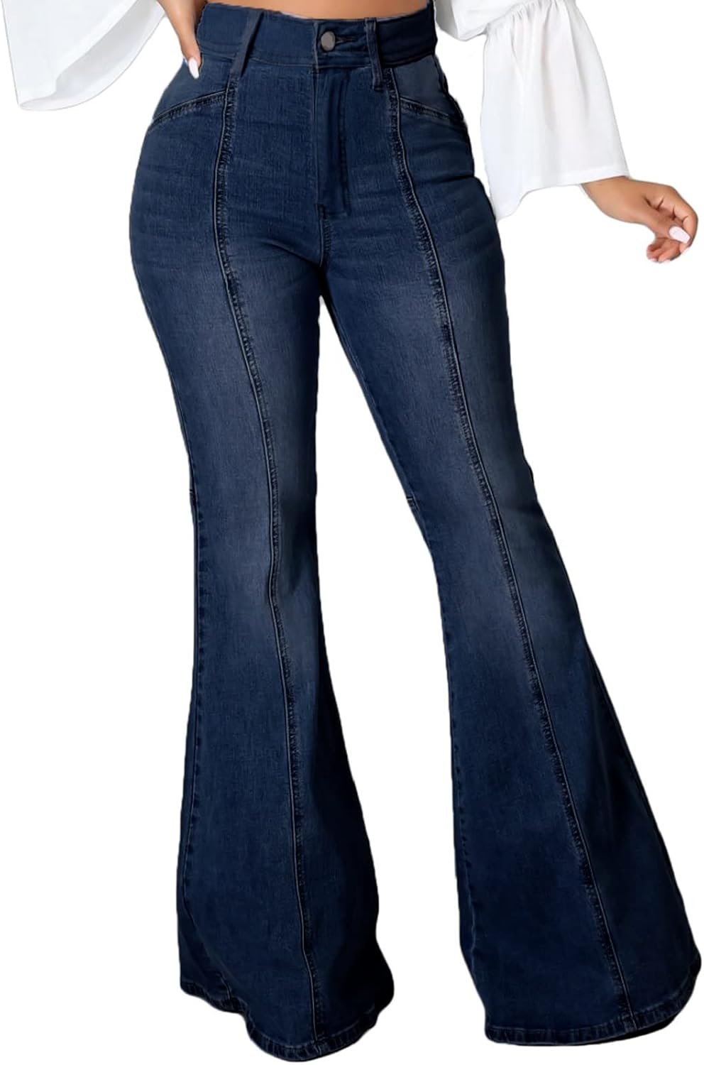 CuteCherry Bell Bottom Jeans for Women with Ripped Design