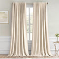 Cream Beige Back Tab Blackout Curtains 96 in - Light Blocking Panels