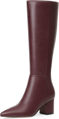 Knee High Boots for Women Chunky Heel Pointed Toe - Comfortable Style