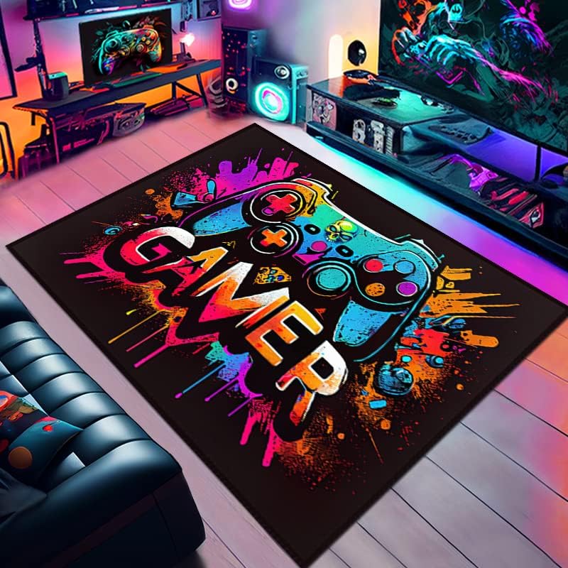 Vibrant Game Controller Gaming Rug 36x24 inches