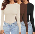 Ekouaer Womens 3 Pack Long Sleeve Crew Neck Stretch Underscrubs - Soft