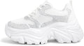 Chunky Platform Sneakers for Women - 3.15in White Leather Wedge