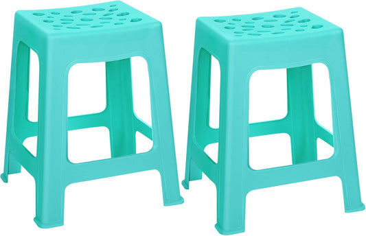 Teal Blue Nesting Stools - 2 Pack Portable Backless Chairs