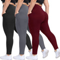 Plus Size Leggings 3 Pack with Pockets - High Waisted Tummy Control We
