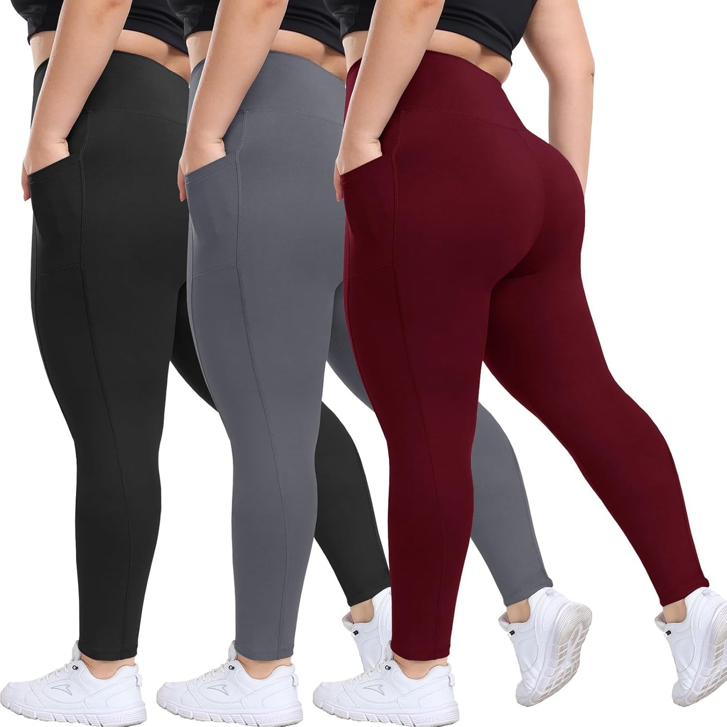 Plus Size Leggings with Pockets for Women - High Waisted Comfort