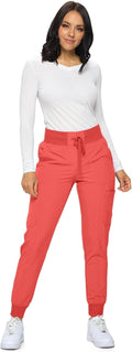 Womens Ribbed Jogger Scrubs Pants - Comfortable Work Joggers