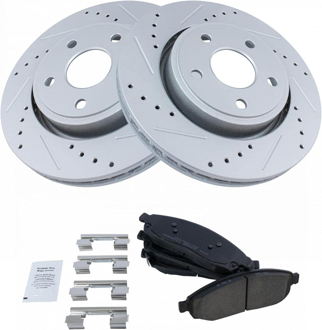 TRQ Front Performance Brake Pad & Rotor Kit for Jeep Vehicles
