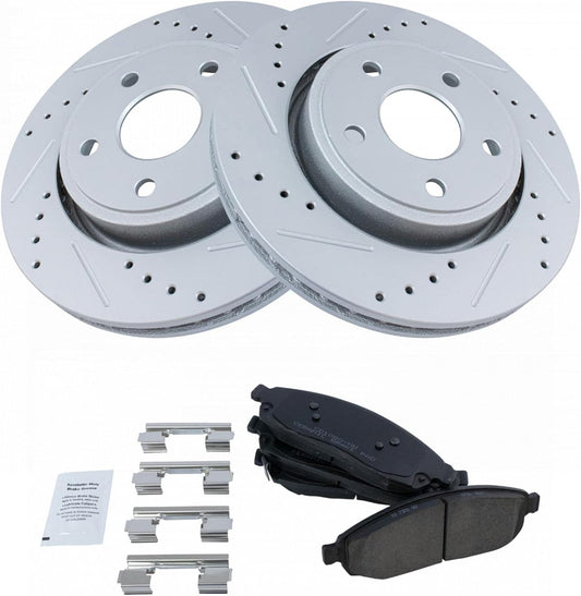 TRQ Front Performance Brake Pad & Rotor Kit for Jeep Vehicles