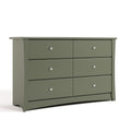 Storkcraft Crescent 6 Drawer Double Dresser (Olive) - Nursery Storage
